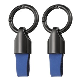 HARFINGTON 2pcs Car Key Chain Ring Clip 3.1" x 1.4" Small Leather Keychain Key Fob Key Fob Accessory with Keyrings for Home Car Keys, Gunmetal Blue
