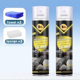 650ml Multi-Purpose Car Upholstery Foam Cleaner with Sponge and Cloth, No Rinse Needed, Keeps Your Car Interior Clean and Fragrant.:_2 Bottle
