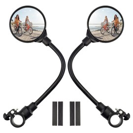 Bike Handlebar Mirror 2 Pack - Rotatable And Adjustable Wide Angle Rear View Shockproof Convex Mirror Universal For Bike Bicycle