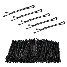 ZEVONDA Metal Hair Pins Set - 5cm Long Bobby Pins with Storage Box Hair Grips with a Smooth Surface and Round Edges for Women Girl Makeup Hair Styling, Black, 100pcs