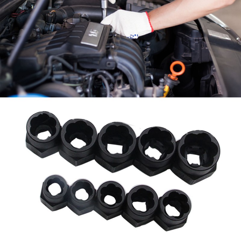 10 Pcs Bolt Extractor Set Strong Grip Chrome Vanadium Steel