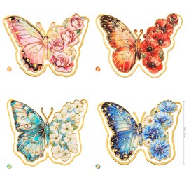 4 PCS Metal Butterfly Bookmarks, Golden Clips Bookmark Monet Oil Painting Theme Book Mark Bookmarks for Book Lovers Women Teens Writers Readers Children