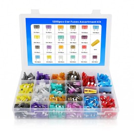 1200pcs Car Fuses Assortment Kit,680pcs Mini Blade Fuses Automotive + 520pcs Standard Auto Fuses + Fuse Puller – for RV/Camper/Truck/Motorcycle(2Amp 3A 5A 7.5A 10A 15A 20A 25A 30A 35A 40A)