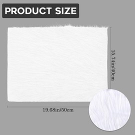 CREATCABIN Faux Fur Plush Cushion Rectangle Fluffy Plush Small Area Rug Photo Background Cloth Photo Props for DIY Crafts Tabletop Photography Product Display Jewelry Home Decor White 19.6x15.7 Inch