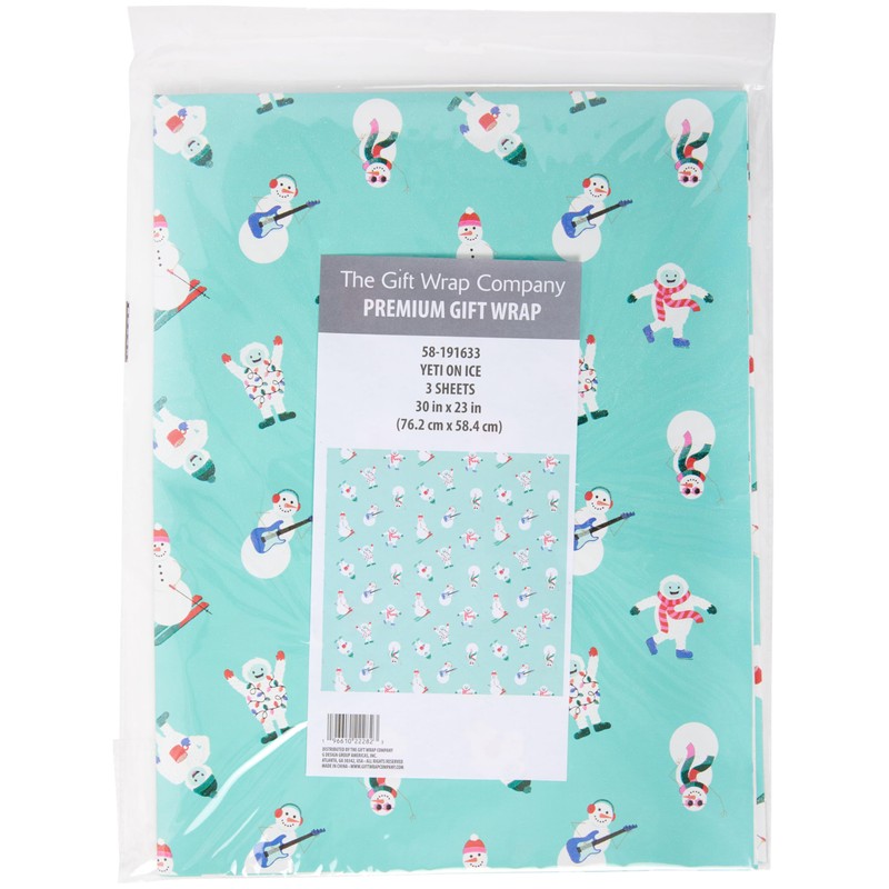 The Gift Wrap Company 58-191633 Yeti On Ice Holiday Flat