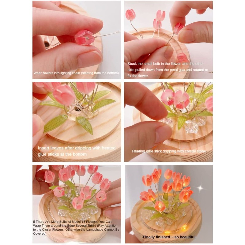 DINOWIN Tulip Lamp, Table Night Light DIY Kit, 13 Pcs,