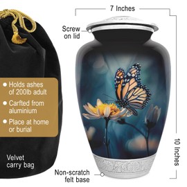 Butterfly Urn for Human Ashes | Large Handcrafted Funeral Memorial | Decorative Cremation Urn for Women and Men