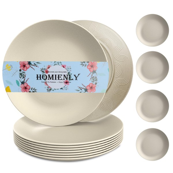 Wheat Straw Dinner Plates Set of 8 Alternative for Plastic