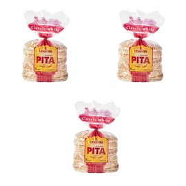 Libanais 6" Classic White Traditional Lebanese Pocket Pita Bread, Vegan, Kosher, Halal, 3 Pack, 10 loaves per pack (30 Pitas)