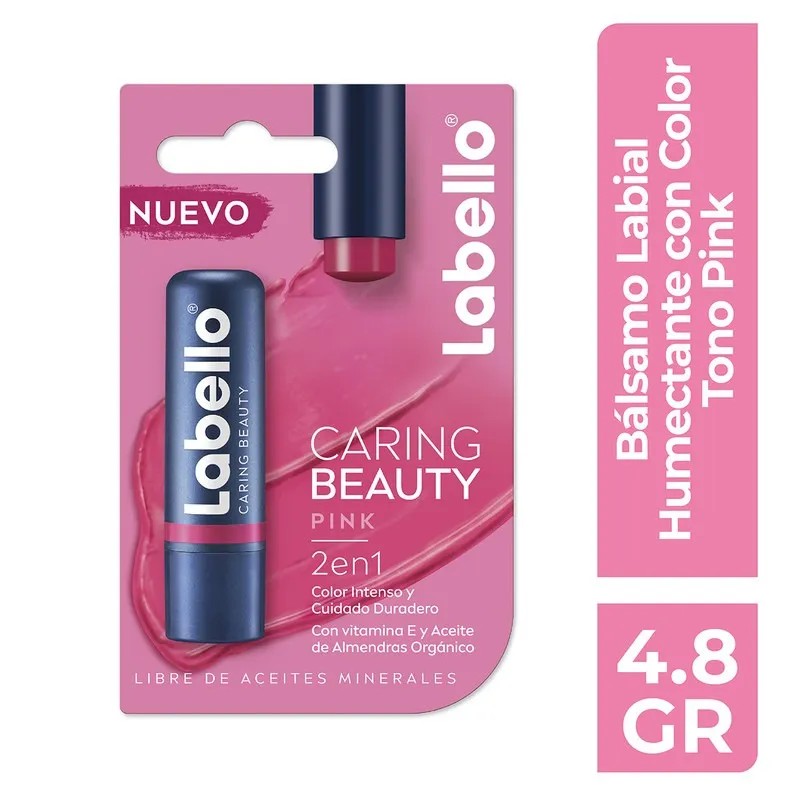 Bálsamo Labial Labello Caring Beauty 2 En 1 Color Pink