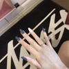 Allereya Oval Press on Nails Blue White Matte Artificial Nails