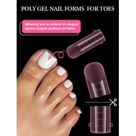 EBANKU 120 PCS Poly Gel Nail Forms for Toes, Pink Long Square Dual Forms for Polygel Pedi Extension Poly Gel Toenails Set with Nail Clips Brush Pe Nail File Reusable Tips Mold for Nail Design
