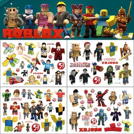 4Pcs（About 60 tattoos）Ro-blox Temporary Tattoos Kids Tattoos Waterproof Tattoo Sticker Fake Tattoos Cartoon Tattoo Toy For Kids Children Boys Girls Teens Birthday Party Favors（Ro-blox）