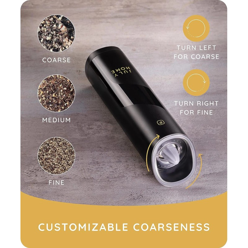 JULY HOME 2 Pack Gravity Electric Salt & Pepper Grinder