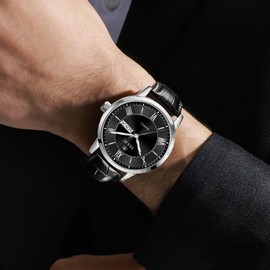 Taxau Watches Men's Gentleman Men's Watch Business Leisure Men's Watches Luxury Men's Watch Roman Numerals Men's Watch with Date and Day Display Men's Watch Waterproof Watches for Men, Black leather