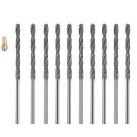 Diamond Drill Bits 10PCS, 5/64"(2mm) Diamond Twist Drill Bits with Collet Heavy Duty Micro Diamond Drill Bits for Jewelry, Sea Glass, Sea Shells, Gemstones, Bracelets, Stone, Necklace Arts.