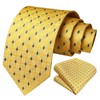 HISDERN Men's Yellow Plaid Tie for Wedding Party Woven Checked