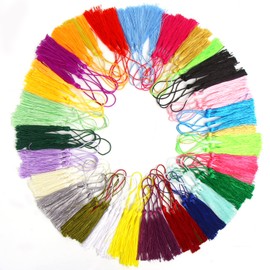 CCINEE 100 Piezas de borlas pequeñas sedosas Hechas a Mano de 12,7 cm con cordón para Hacer Joyas, marcapáginas, Recuerdos, llaveros, Manualidades, proyectos de Bricolaje