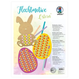 Ursus 28220099 Easter Wicker Motifs, Material for 48 Designs, in 12 Different Colours, Approx. 15.5 x 24 cm, Includes Craft Instructions, Creative Activity for Children, Ideal as a Gift, Colourful