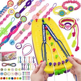 Friendship Bracelet Making Kit, Jewelry Making Kit for Kids 6+ Aged, String Bracelets Maker Craft, Gift for Kids to Make Art Crafts, Accessories including Colorful Strings, Rubber Band, Beads, Hairbands, Stickers