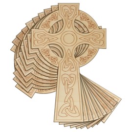 10x Wooden Traditional Celtic Christian Cross Craft Shape Religious(6 x 3.8cm,No Hole)