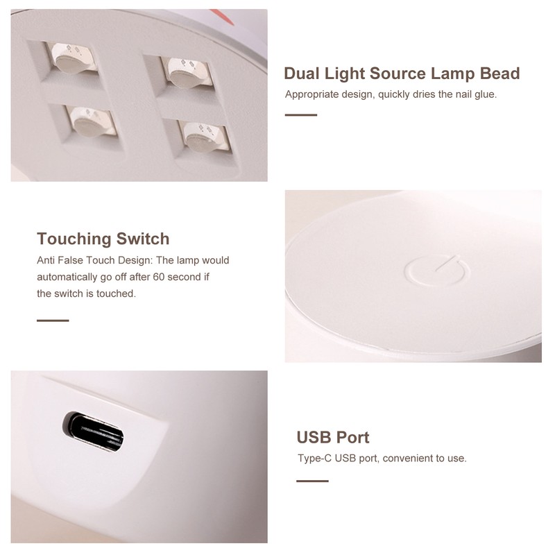 Mini Portable Nail Dryer Lamp Home Use Lovely Dual Light