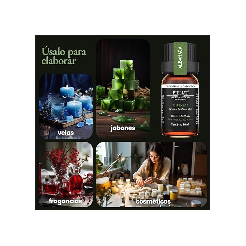 BIENAT AROMATERAPIA Aceite Esencial de Albahaca 10mL