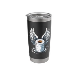 Funny Toilet Paper Roll with Wings Stainless Steel Insulated Tumbler