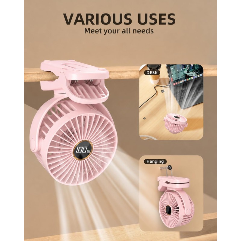 TUNISE Clip on Fan, USB Fan with 3 Speeds 4.5m/s,
