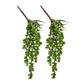 HUIANER Artificial Succulent Plants, 13.4" Fake Plastic Hanging String of Pearls Plant Simulation Greenery Plants for Home Kitchen Office Garden Wedding Decor, Pack of 2