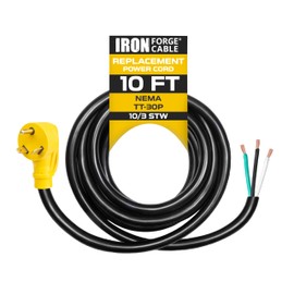Iron Forge Cable 30 Amp RV Replacement Cord 10 ft - 10/3 RV Extension Cord 10 Foot NEMA TT-30P to Open End 3 Wire - Heavy Duty 10 Gauge STW RV Cord