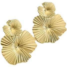 Gold Flower Earrings Gold Earrings Large Floral Earrings Silver Flower Earrings for Women Girls Flower Dangling Drop Earrings Exaggerated Jewelry (Gold, One size)