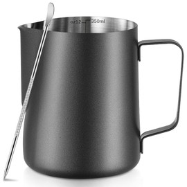 Frothing Milk Pitcher, 12 oz/350 ml Stainless Steel Frothing Milk Jug with Latte Art Pen,with Internal Measurements, for Cappuccino, Espresso and More