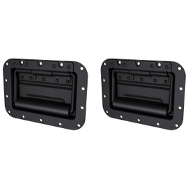 TCH Hardware 2 Pack Large Spring Loaded Steel Recessed Handle Black with Padded Grip - Case Chest Box Cabinet Speaker