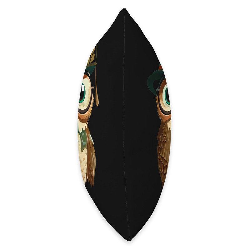 Wise Owl Green Hat Glasses Cute Tie Throw Pillow