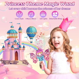 EZVYAO Light Up Princess Magic Wand for Kids Girls, Illuminating Fairy Toys with Sound, Birthday Party Favors Cosplay Costume Accessories for Little Girls, Pink, 2PCS