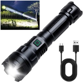 Durable & High Lumens 20,000LM Rechargeable Flashlights. 3-Mode LED Flashlight with Waterproof Feature, Perfect for Emergency Use, Camping Nights, and Hiking Trails