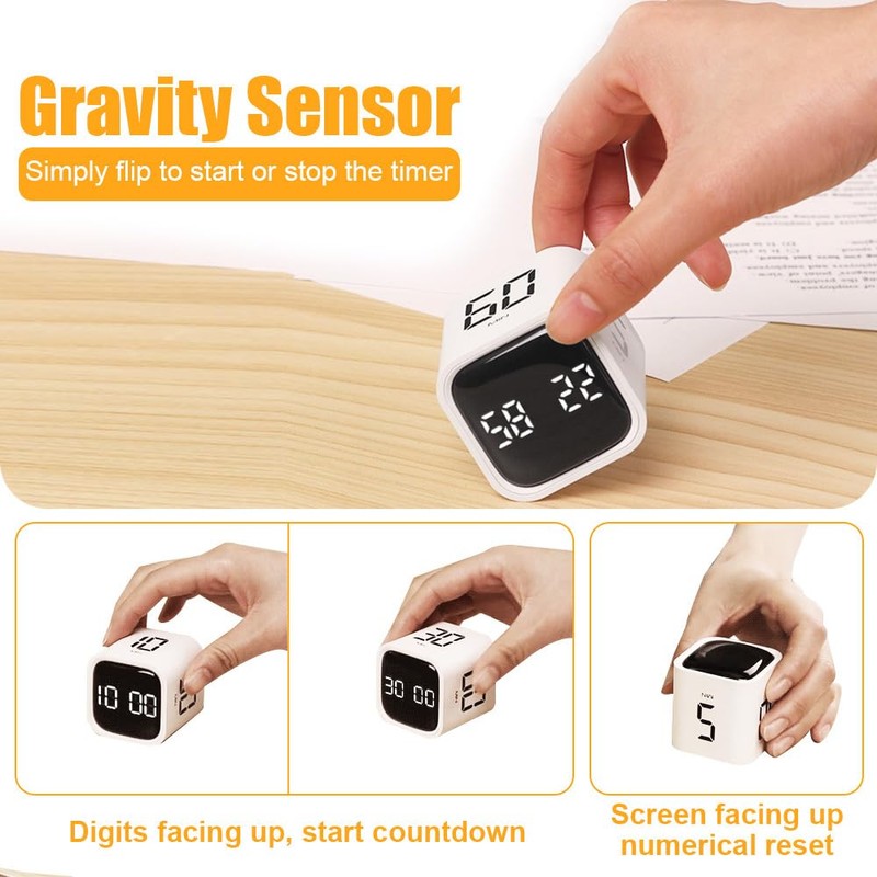Cube Timer, Digital Cube Timer, 5/10/30/60 Minutes and Custom Countdown,
