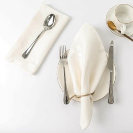 HSOFTIFY Pure Linen Napkins 20x20 Inches, Set of 4 Solid Color Flax Linen Dinner Napkins Cloth for Holiday, Wedding Decor, Machine Washable, White