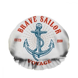 Ceutoiy Brave Sailor Shower Cap for Women Elastic Reusable Blue Anchor Travel Voyage Est 1930 Double Waterproof Layers Bathing Hat