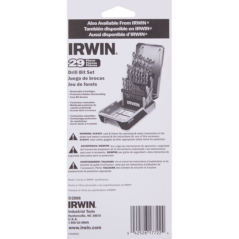 IRWIN Drill Bit Gauge, 1/16-to-1/2-Inch, 29-Hole (12092)
