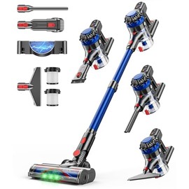 KARDV Cordless Vacuum Cleaner, 500W/40Kpa Vacuum Cleaners for Home, 60Mins Stick Vacuum with LED Display, Anti-Tangle & Wall Mount Charging, 8 in 1 Lightweight Vacuum for Hard Floors Carpet Pet Hair