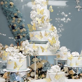 48pcs 3D Butterfly Wall Stickers - 4 Styles 3 Sizes, Butterfly Wall Decals Room - Butterfly Stickers,Butterfly Decorations,Wall Stickers Art Decor Crafts (Gold)for Room,Party,Birthday,Wedding,DIY Gift