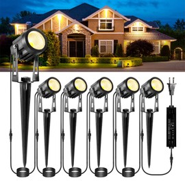 ECOWHO Low Voltage Landscape Lighting, 12V Outdoor Landscape Lights LED Spot Lights Plug-in IP65 Waterproof Garden Lights for House Yard Path (Extendable to 8 or 10 Lights, 6 Pack, 69ft, Warm White)