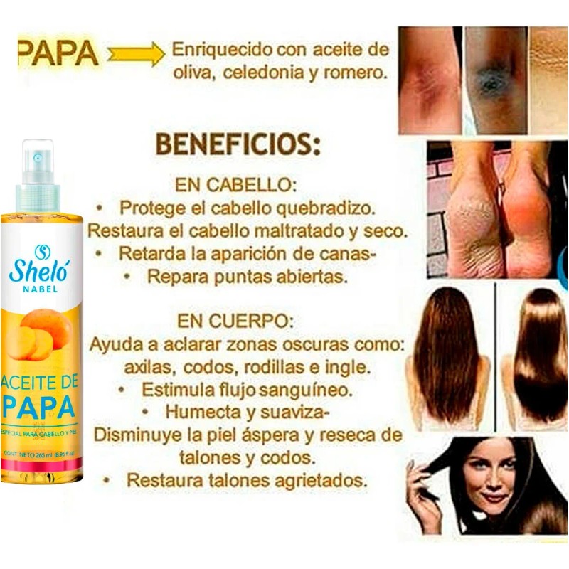Aceite De Papa Aclara Axilas Nutre Cabello Maltratado 265 Ml