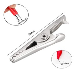 20Pcs Insulated Alligator Clips 28mm/1.09" Small Crocodile Clamps Clips Black Red Soft Insulated Boots Covered Test Lead Clamp