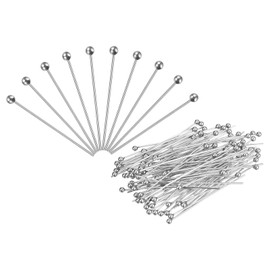 PATIKIL 200Pcs Silver Plated Ball Head Pins for Jewelry Making - 24 Gauge 20mm Wire Brass Round Metal End Pins for DIY Craft Necklaces Bracelets Earrings