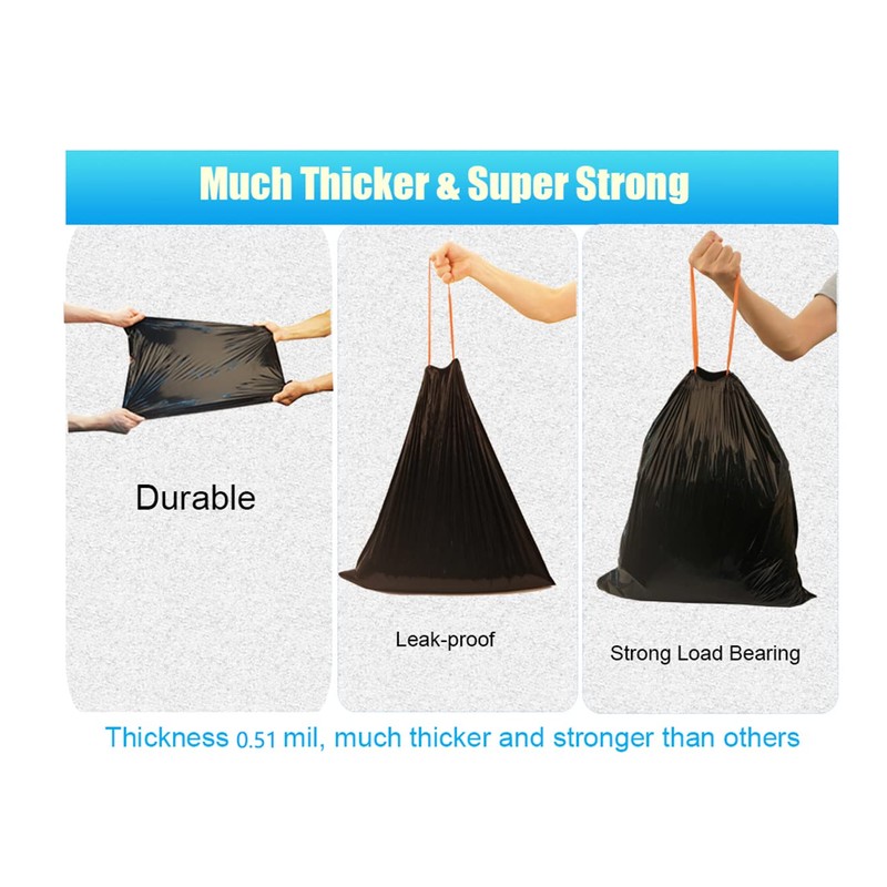 Feiupe 2-3 Gallon Drawstring Trash Bag,Small Garbage Bag Trash Can