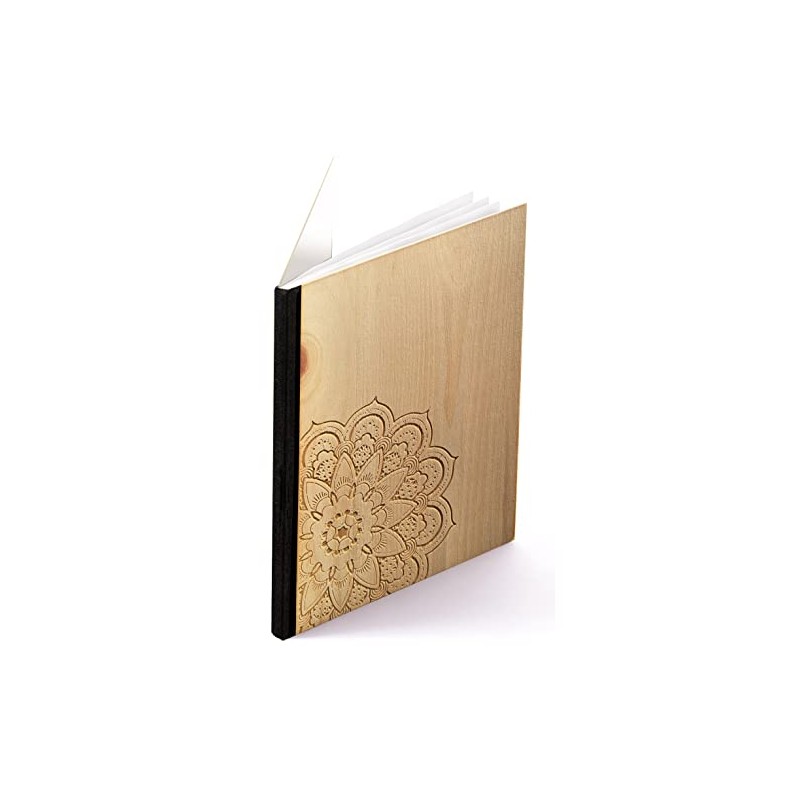A5 Wooden Notebook – Engraved Mandala – Real Wood Notebook