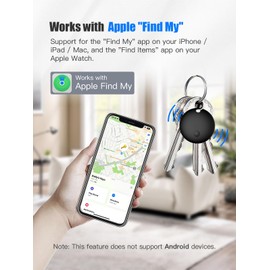 Lmrbelec Air Luggage Tag, Tracker Key Finder Works with Apple Find My (iOS Only), Tracking Device Item Locator Smart Tag for Luggage Suitcase, Key Chain, Wallet, Bike - 2-Pack (Black)